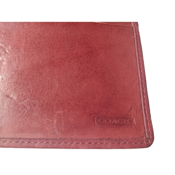 Vintage Coach Distressed Leather Wallet Maroon Red Boho Clutch Purse - Picture 6 of 9